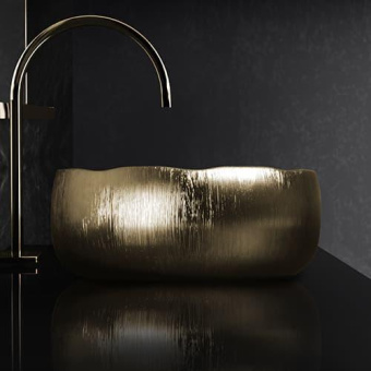 КЕРАМИЧЕСКАЯ РАКОВИНА GLASS DESIGN MODE LUX, GUNMETAL/GOLD (MODE40GMGD)