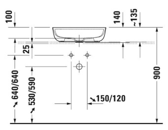 РАКОВИНА 50Х35 СМ DURAVIT LUV, БЕЛО-СЕРЫЙ (0380502300)