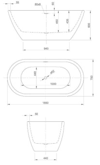 ВАННА АКРИЛОВАЯ KNIEF FORM XS 175X55 СМ (0100-257)