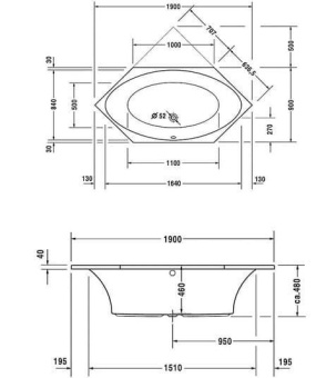 ВАННА АКРИЛОВАЯ DURAVIT 2X3 190Х90 СМ (700023000000000)