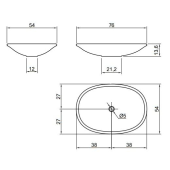 РАКОВИНА НАКЛАДНАЯ 76 СМ ANTONIO LUPI RIM, БЕЛЫЙ (RIM76 BIANCO)