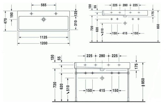 КЕРАМИЧЕСКАЯ РАКОВИНА 120 СМ DURAVIT VERO, БЕЛАЯ (0454120000)