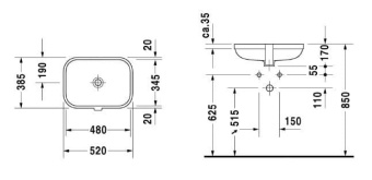 КЕРАМИЧЕСКАЯ РАКОВИНА 48 СМ DURAVIT HAPPY D.2 (0457480000)