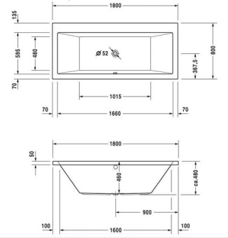 ВАННА АКРИЛОВАЯ DURAVIT VERO 180Х80 СМ(700135000000000)