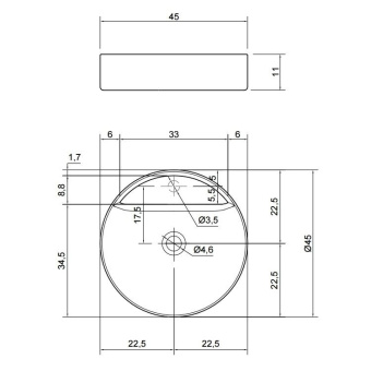РАКОВИНА НАКЛАДНАЯ 45 СМ ANTONIO LUPI SIMPLO, БЕЛЫЙ (SIMPLOTONDO BIANCO)