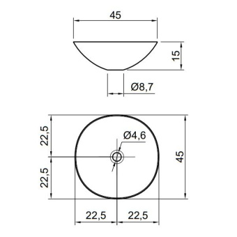 РАКОВИНА НАКЛАДНАЯ 45 СМ ANTONIO LUPI VELO, БЕЛЫЙ (VELOTONDO45 BIANCO)
