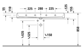 РАКОВИНА 120Х47 СМ DURAVIT QATEGO, БЕЛЫЙ МАТОВЫЙ (2382122027)