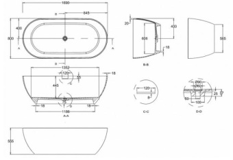ВАННА КАМЕННАЯ BURLINGTON FORMOSO 169Х80 СМ (N2A)