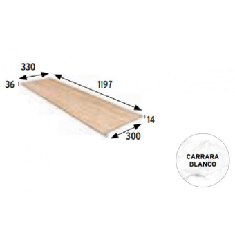 Керамогранит GRES ARAGON CARRARA BLANCO PELDANO PZ724 33x119,7x1,4 из коллекции GRES ARAGON CARRARA 