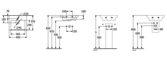 РАКОВИНА 45Х37 VILLEROY&BOCH SUBWAY 3.0, STONE WHITE (4370FKRW)