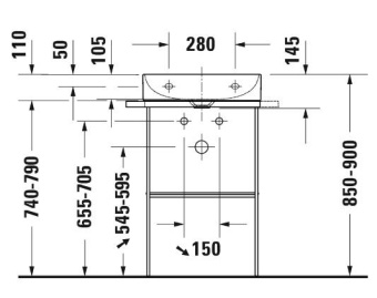 РАКОВИНА 50Х40 СМ DURAVIT DURASQUARE, БЕЛЫЙ (2356500071)
