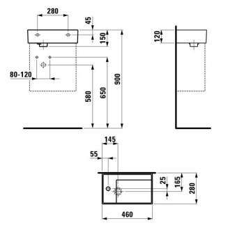 КЕРАМИЧЕСКАЯ РАКОВИНА 46 СМ LAUFEN KARTELL, ГРАФИТ МАТОВЫЙ (H8153357581111)