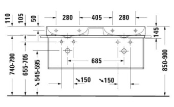 РАКОВИНА 120Х47 СМ DURAVIT DURASQUARE, БЕЛЫЙ (2353120041)