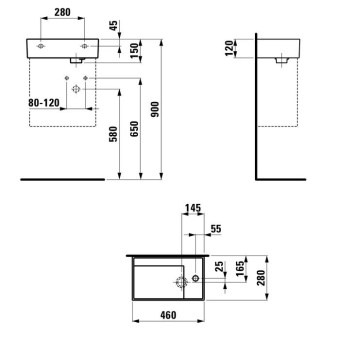 КЕРАМИЧЕСКАЯ РАКОВИНА 46 СМ LAUFEN KARTELL, ГРАФИТ МАТОВЫЙ (H8153347581111)