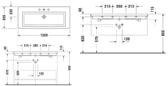 КЕРАМИЧЕСКАЯ РАКОВИНА 120 СМ DURAVIT 2ND FLOOR (0491120000)