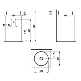 КЕРАМИЧЕСКАЯ РАКОВИНА 42 СМ LAUFEN KARTELL, ЧЕРНЫЙ МАТОВЫЙ (H8123317161121)