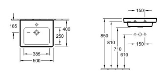 РАКОВИНА 50Х40 VILLEROY&BOCH SUBWAY 2.0, WHITE ALPIN (73155G01)