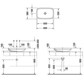 КЕРАМИЧЕСКАЯ РАКОВИНА 60 СМ DURAVIT DURASTYLE (0349600000)