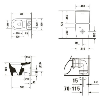 НАПОЛЬНЫЙ МОНОБЛОЧНЫЙ УНИТАЗ DURAVIT QATEGO, БЕЛЫЙ (2021092000)