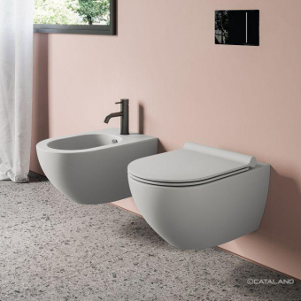 ПОДВЕСНОЙ БЕЗОБОДКОВЫЙ УНИТАЗ CATALANO SFERA NEWFLUSH, CEMENTO SATINATO (1VSF54RCS)
