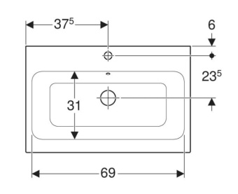 УМЫВАЛЬНИК НАКЛАДНОЙ 750 ММ GEBERIT ICON, БЕЛЫЙ (124575000)