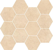 DADO MARMI PREGIATI MOSAICO ESAGONETTA SUPREME CREMA MARFIL LAPPATO 34X30