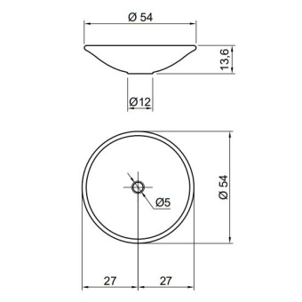 РАКОВИНА НАКЛАДНАЯ 54 СМ ANTONIO LUPI RIM, БЕЛЫЙ (RIM54 BIANCO)