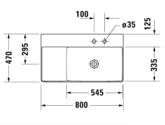 РАКОВИНА 80Х47 СМ АСИММЕТРИЧНАЯ DURAVIT DURASQUARE, БЕЛЫЙ (2349800041)