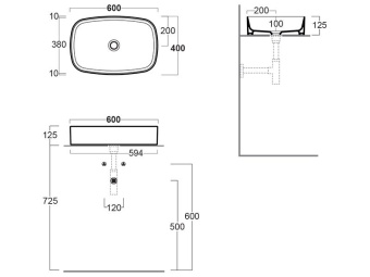 КЕРАМИЧЕСКАЯ РАКОВИНА 60 СМ SIMAS FOLIO, БЕЛЫЙ (FO04)