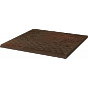 PARADYZ KLINKIER SEMIR BROWN STOPNICA RYFLOWANA PROSTA STRUKTURALNA 30x30