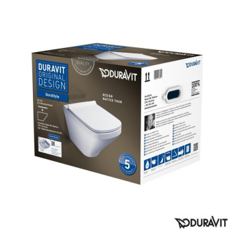 ПОДВЕСНОЙ БЕЗОБОДКОВЫЙ УНИТАЗ С КРЫШКОЙ DURAVIT RIMLESS DURASTYLE (45510900A1)
