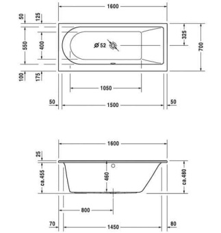 ВАННА АКРИЛОВАЯ DURAVIT DARLING NEW 160Х70 СМ (700239000000000)