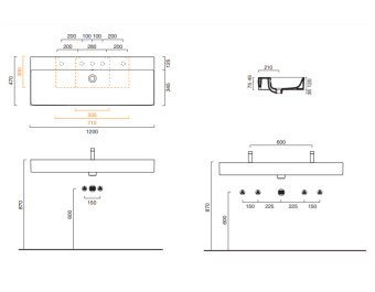 КЕРАМИЧЕСКАЯ РАКОВИНА 120Х47 СМ CATALANO PREMIUM, BIANCO SATINATO (02 2120 1021)