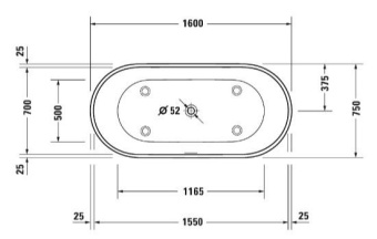 ВАННА КАМЕННАЯ DURAVIT D-NEO 160Х75 СМ, БЕЛАЯ (700477000000000)