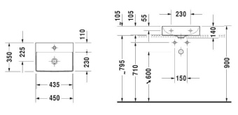 КЕРАМИЧЕСКАЯ РАКОВИНА 45 СМ DURAVIT DURASQUARE (0732450071)