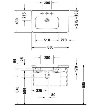 КЕРАМИЧЕСКАЯ РАКОВИНА 80 СМ DURAVIT DURASTYLE (2325800041)