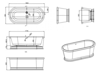 ВАННА АКРИЛОВАЯ BURLINGTON LONDON 180Х85 СМ (E18)