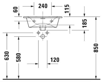 РАКОВИНА 53Х43 СМ DURAVIT VIU, БЕЛЫЙ (2344530000)