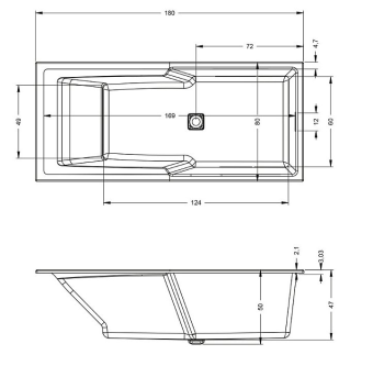 ВАННА АКРИЛОВАЯ RIHO STILL SHOWER LED 180X80 СМ (B103003005)