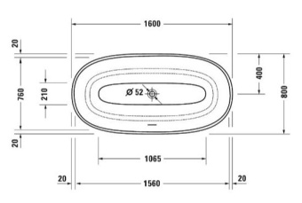 ВАННА АКРИЛОВАЯ DURAVIT WHITE TULIP 160Х80 СМ, БЕЛАЯ (700468000000000)