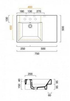 КЕРАМИЧЕСКАЯ РАКОВИНА 75 СМ CATALANO ZERO (17SZE00)