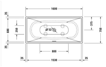 ВАННА КАМЕННАЯ DURAVIT DURASQUARE 160Х75 СМ, БЕЛАЯ (700460000000000)