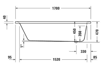ВАННА АКРИЛОВАЯ DURAVIT SOLEIL BY STARCK 170Х75 СМ, БЕЛАЯ (700501000000000)
