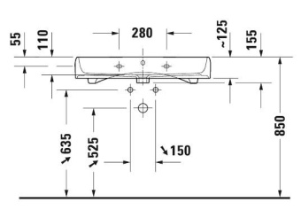 РАКОВИНА 80Х47 СМ DURAVIT QATEGO, БЕЛЫЙ МАТОВЫЙ (2382802000)