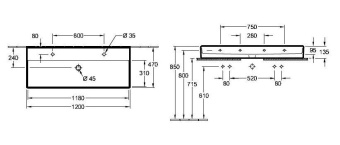 РАКОВИНА ПОДВЕСНАЯ 120Х47 VILLEROY&BOCH MEMENTO 2.0, GRAPHITE (4A22CGI4)