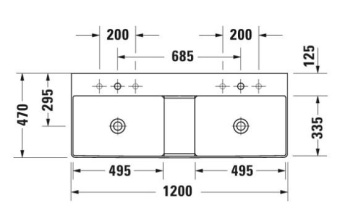 РАКОВИНА 120Х47 СМ DURAVIT DURASQUARE, БЕЛЫЙ (2353120071)