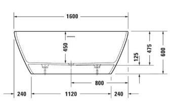 ВАННА КАМЕННАЯ DURAVIT D-NEO 160Х75 СМ, БЕЛАЯ (700477000000000)