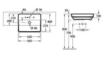 РАКОВИНА 55Х44 VILLEROY&BOCH AVENTO, WHITE ALPIN (4A065501)