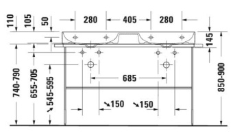 РАКОВИНА 120Х47 СМ DURAVIT DURASQUARE, БЕЛЫЙ (2353120041)