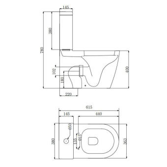 УНИТАЗ-КОМПАКТ БЕЗОБОДКОВЫЙ DEVIT UNIVERSAL С СИДЕНЬЕМ SOFT CLOSE (3010162)